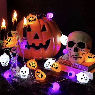 Halloween lyskæde med spøgelser og multifarvet lys